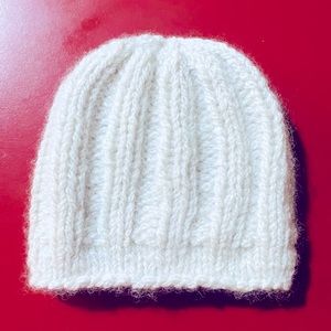 Soft grey ribbed baby beanie